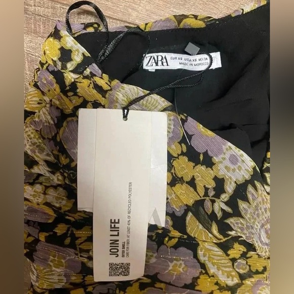 NWT Zara Floral One Shoulder Fitted Ruched Mini Dress Size Extra Small - Picture 4 of 5